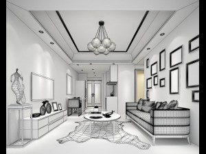 stylish avant-garde living room design 105 3D Model
