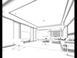stylish avant-garde living room design 106 3D मॉडल