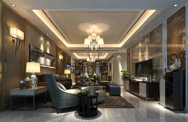 stylish avant-garde living room design 107 3D Модель in Гостинная 3DExport