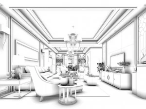 stylish avant-garde living room design 107 3D Model