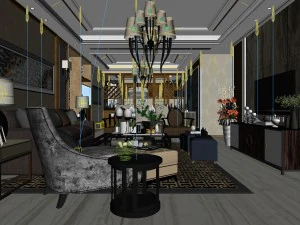 stylish avant-garde living room design 107 3D Model