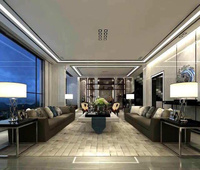 stylish avant-garde living room design 109 3D Model .c4d .max .obj .3ds .fbx .stl .blend 