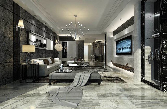stylish avant-garde living room design 111 3D Model .c4d .max .obj .3ds .fbx .stl .blend 