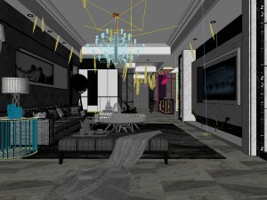 stylish avant-garde living room design 111 3D Model