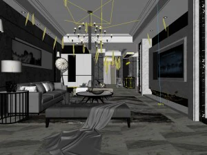 stylish avant-garde living room design 111 3D Model