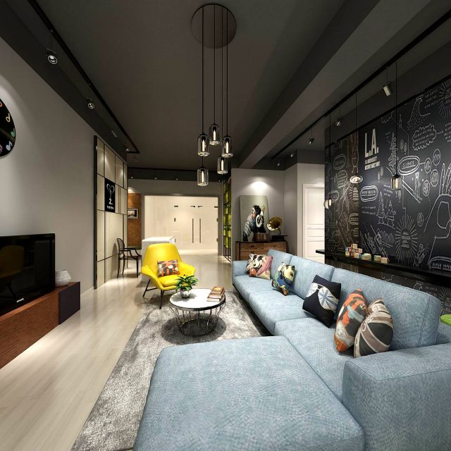 stylish avant-garde living room design 112 3D Model .c4d .max .obj .3ds .fbx .stl .blend 