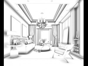 stylish avant-garde living room design 113 3D 모델