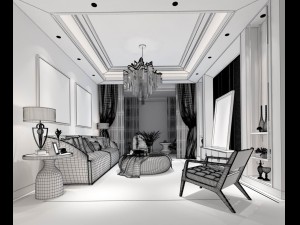 stylish avant-garde living room design 113 3D 모델