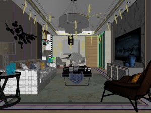 stylish avant-garde living room design 115 3D Model