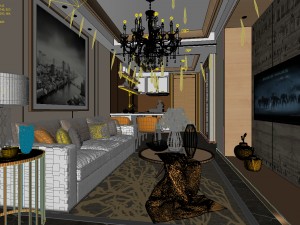 stylish avant-garde living room design 116 Modèle 3D