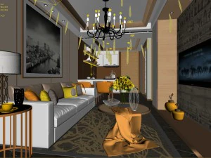 stylish avant-garde living room design 116 3D Model