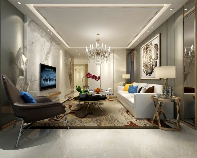 stylish avant-garde living room design 117 3D Модель .c4d .max .obj .3ds .fbx .stl .blend 