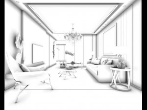 stylish avant-garde living room design 117 3D Model