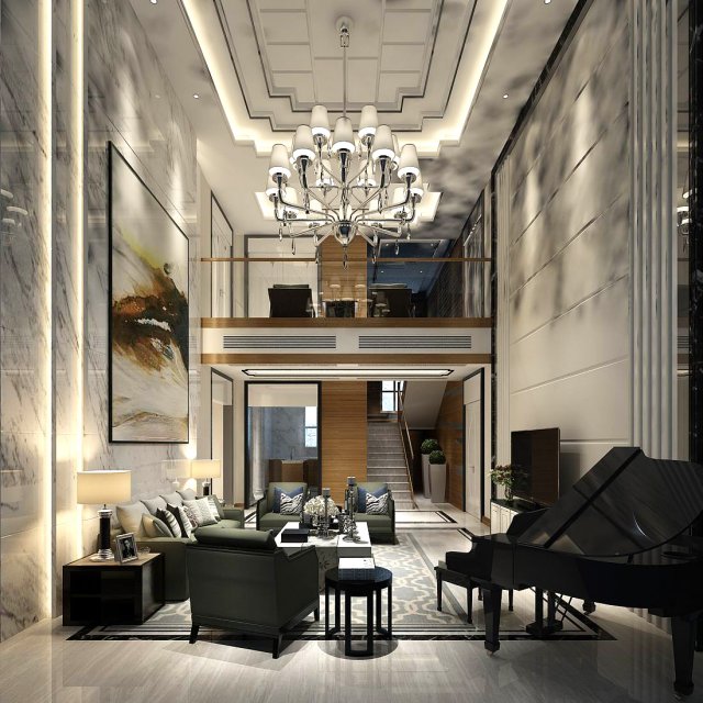 stylish avant-garde living room design 118 3D-Modell .c4d .max .obj .3ds .fbx .stl .blend 