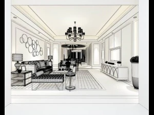 stylish avant-garde living room design 121 3D Model