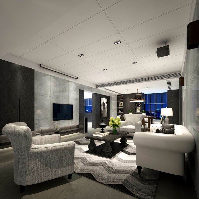 stylish avant-garde living room design 122 3Dモデル .c4d .max .obj .3ds .fbx .stl .blend 