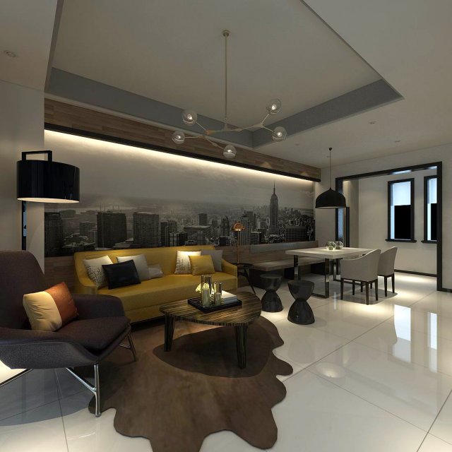 stylish avant-garde living room design 125 Model 3D .c4d .max .obj .3ds .fbx .stl .blend 