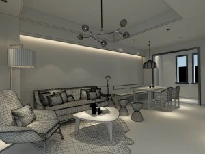 stylish avant-garde living room design 125 3D Model