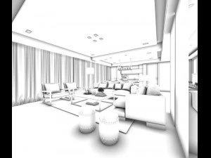 stylish avant-garde living room design 126 3D Model