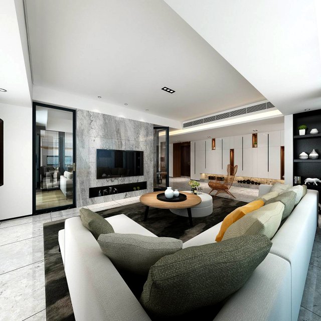 stylish avant-garde living room design 127 3D Model .c4d .max .obj .3ds .fbx .stl .blend 