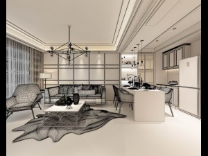stylish avant-garde living room design 130 3D Model