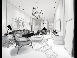 stylish avant-garde living room design 133 3D Model