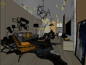 stylish avant-garde living room design 133 3D Model