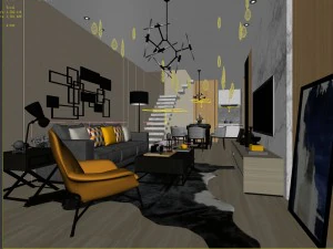 stylish avant-garde living room design 133 3D Model