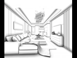 stylish avant-garde living room design 133 3D Model