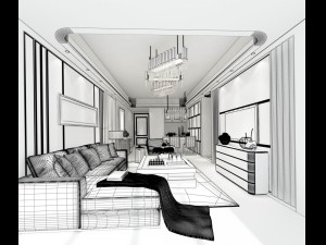 stylish avant-garde living room design 133 3D 模型
