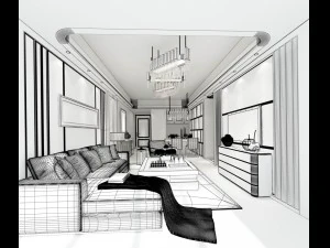 stylish avant-garde living room design 133 3D Model