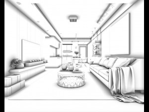 stylish avant-garde living room design 134 3D Model