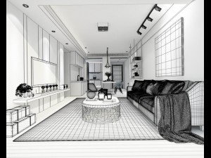 stylish avant-garde living room design 134 3D Model