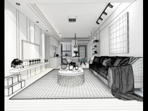 stylish avant-garde living room design 134 3D Model