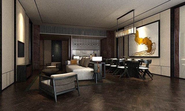 stylish avant-garde living room design 136 3D Model .c4d .max .obj .3ds .fbx .stl .blend 