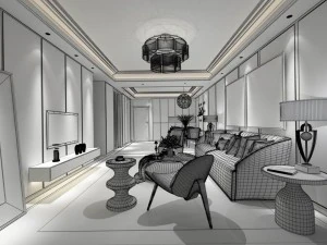 stylish avant-garde living room design 137 3D Model