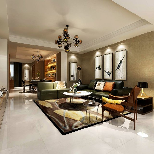 stylish avant-garde living room design 138 3D Model .c4d .max .obj .3ds .fbx .stl .blend 