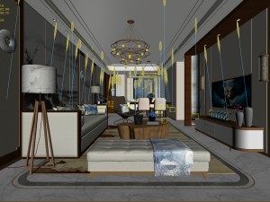 stylish avant-garde living room design 139 3D Model