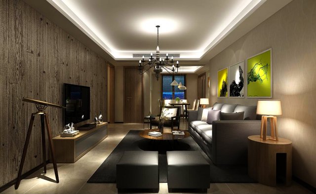 stylish avant-garde living room design 141 3D Model .c4d .max .obj .3ds .fbx .stl .blend 