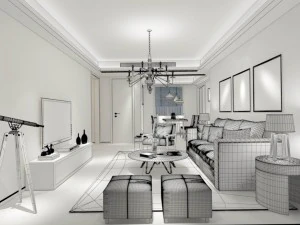 stylish avant-garde living room design 141 3D Model