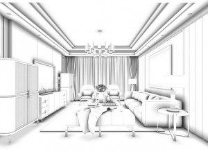 stylish avant-garde living room design 142 Modello 3D