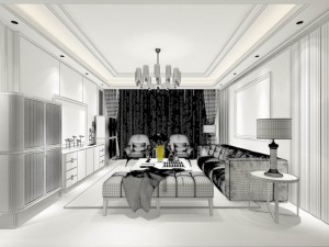 stylish avant-garde living room design 142 Modello 3D