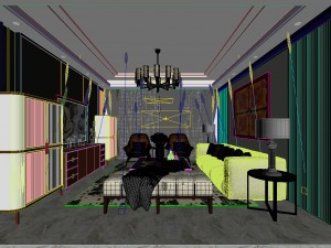 stylish avant-garde living room design 142 Modello 3D