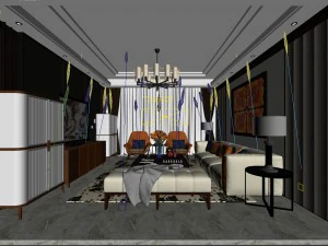 stylish avant-garde living room design 142 3D Model