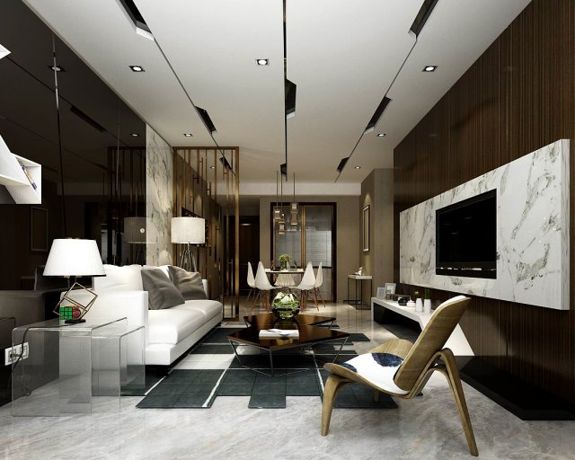 stylish avant-garde living room design 144 3D Model .c4d .max .obj .3ds .fbx .stl .blend 