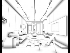 stylish avant-garde living room design 144 3D Model