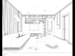stylish avant-garde living room design 145 3D Model