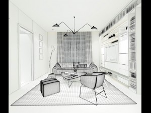 stylish avant-garde living room design 145 Model 3D