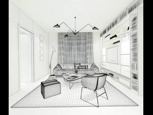 stylish avant-garde living room design 145 3D Model