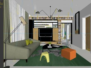 stylish avant-garde living room design 145 3D Model